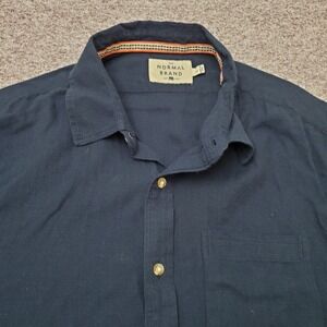 The Normal Brand Shirt Mens L Blue Navy Lightweight Button Up Cotton